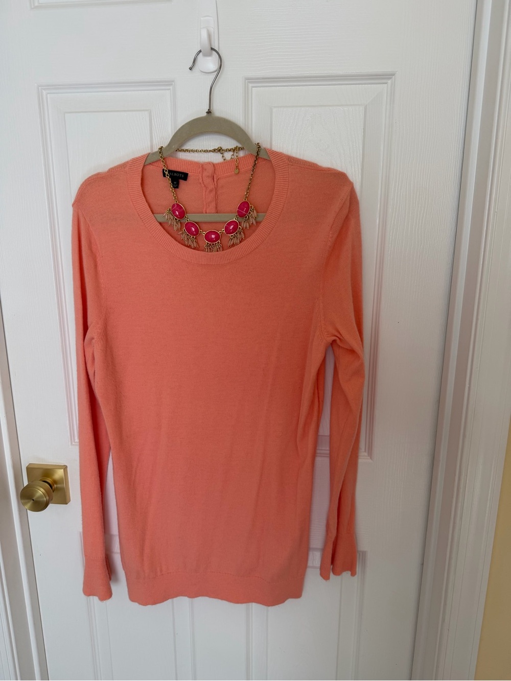 Talbots Coral Crewneck Sweater + Talbots matching Necklace